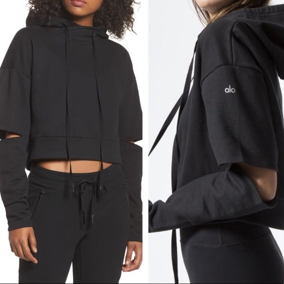 ALO Yoga Sweaters - NEW Alo Peak Cutout Pullover Crop Hoodie